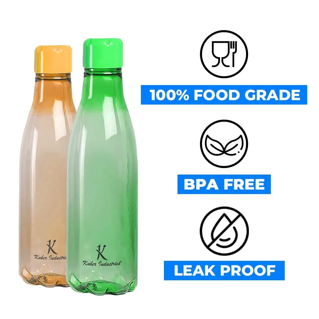 Kuber Industries BPA Free Plastic Water Bottles | Unbreakable, Leak Proof, 100% Food Grade Plastic | For Kids & Adults | Refrigerator Plastic Bottle Set of 4|Assorted (Pack Of 2)