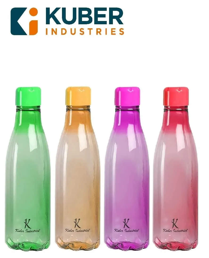 Kuber Industries BPA Free Plastic Water Bottles | Unbreakable, Leak Proof, 100% Food Grade Plastic | For Kids & Adults | Refrigerator Plastic Bottle Set of 4|Assorted (Pack Of 4)