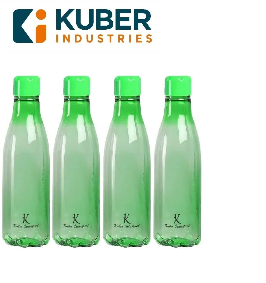 Kuber Industries BPA Free Plastic Water Bottles | Unbreakable, Leak Proof, 100% Food Grade Plastic | for Kids & Adults | Refrigerator Plastic Bottle Set of 4|Green (Pack of 2)