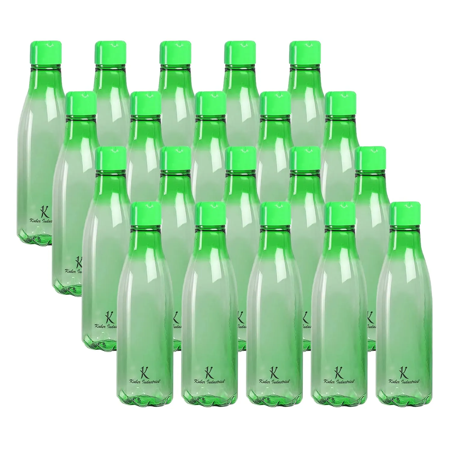 Kuber Industries BPA Free Plastic Water Bottles | Unbreakable, Leak Proof, 100% Food Grade Plastic | for Kids & Adults | Refrigerator Plastic Bottle Set of 4|Green (Pack of 5)