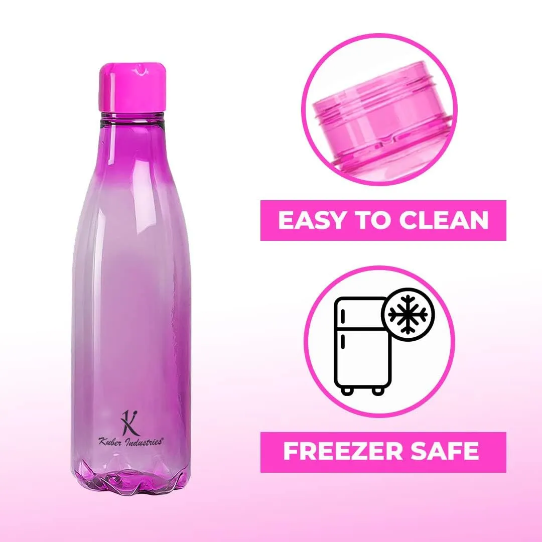 Kuber Industries BPA Free Plastic Water Bottles | Unbreakable, Leak Proof, 100% Food Grade Plastic | For Kids & Adults | Refrigerator Plastic Bottle Set of 4|PURPLE (Pack Of 4)