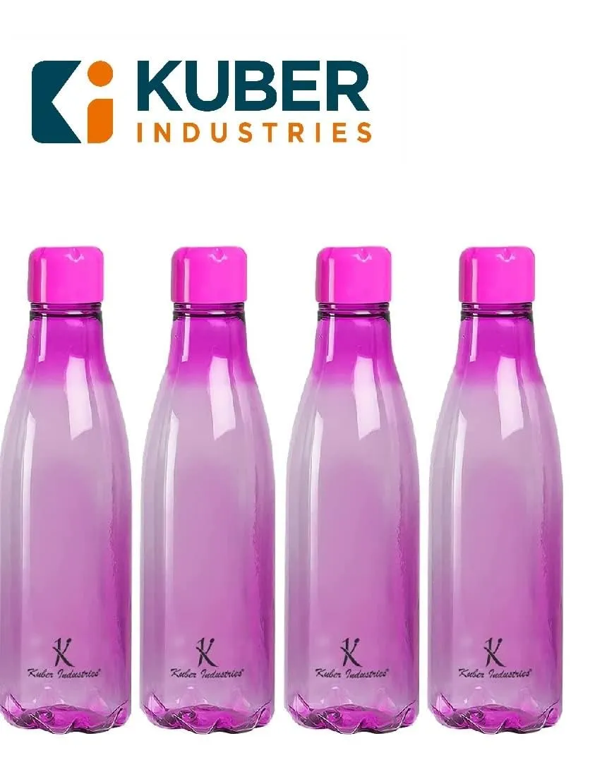 Kuber Industries BPA Free Plastic Water Bottles | Unbreakable, Leak Proof, 100% Food Grade Plastic | For Kids & Adults | Refrigerator Plastic Bottle Set of 4|PURPLE (Pack Of 4)