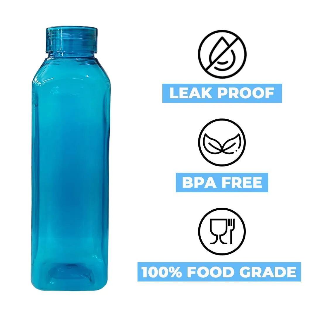 Kuber Industries BPA Free Plastic Water Bottles | Unbreakable, Leak Proof, 100% Food Grade Plastic | for Kids & Adults | Refrigerator Plastic Bottle Set of 6|Blue (Pack of 3)