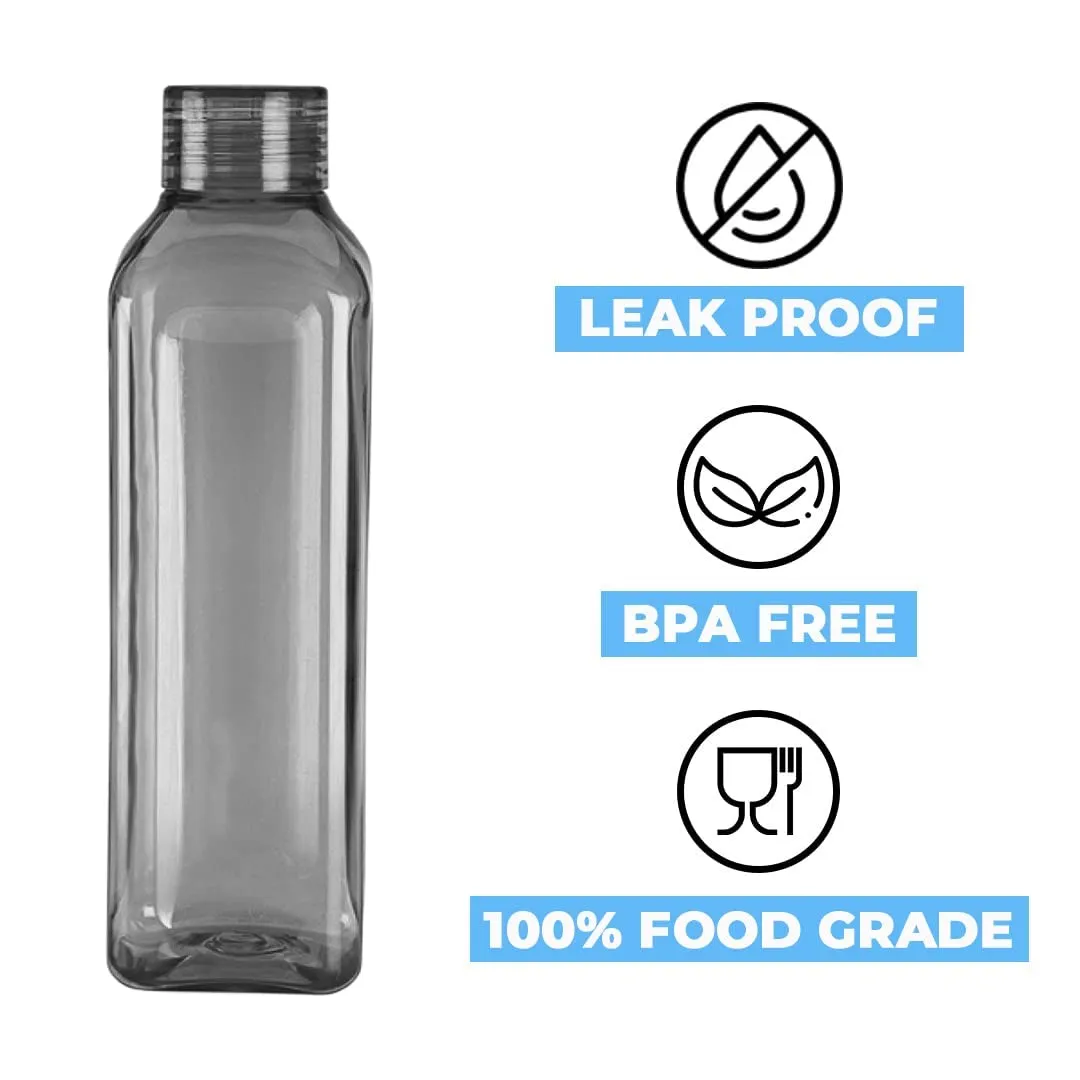 Kuber Industries BPA Free Plastic Water Bottles | Unbreakable, Leak Proof, 100% Food Grade Plastic | for Kids & Adults | Refrigerator Plastic Bottle Set of 6|Grey (Pack of 3)