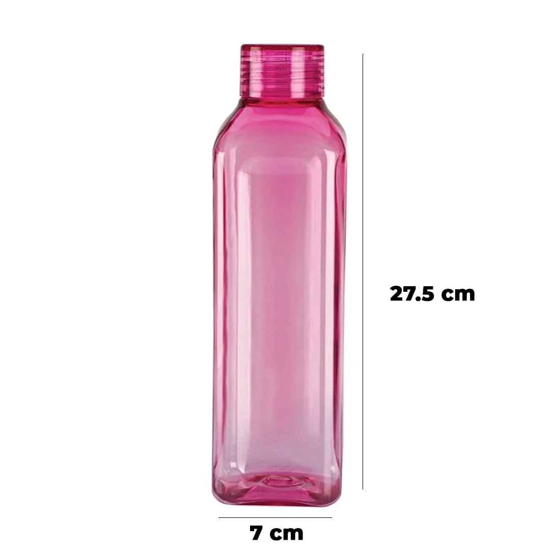 Kuber Industries BPA Free Plastic Water Bottles | Unbreakable, Leak Proof, 100% Food Grade Plastic | For Kids & Adults | Refrigerator Plastic Bottle Set of 6|Pink (Pack Of 3)