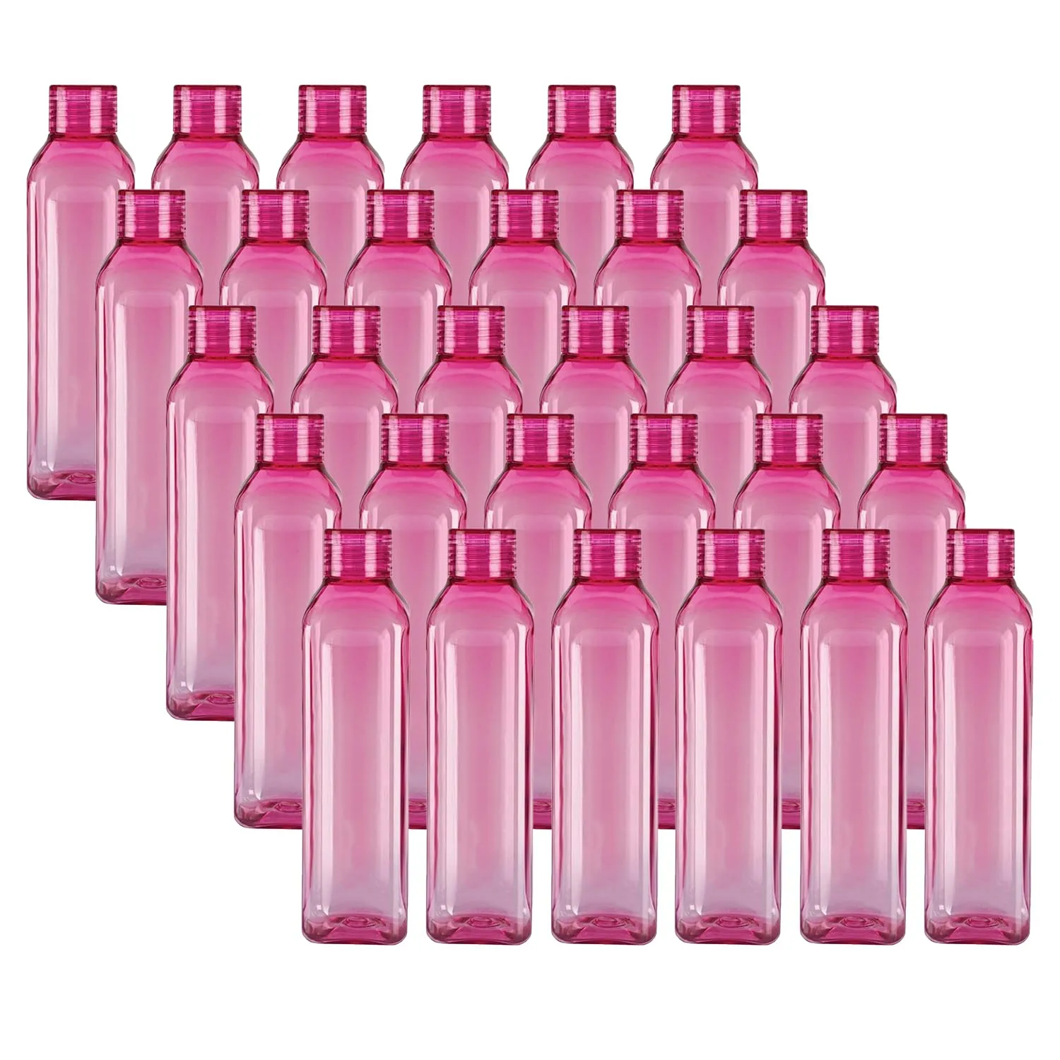 Kuber Industries BPA Free Plastic Water Bottles | Unbreakable, Leak Proof, 100% Food Grade Plastic | For Kids & Adults | Refrigerator Plastic Bottle Set of 6|Pink (Pack Of 5)