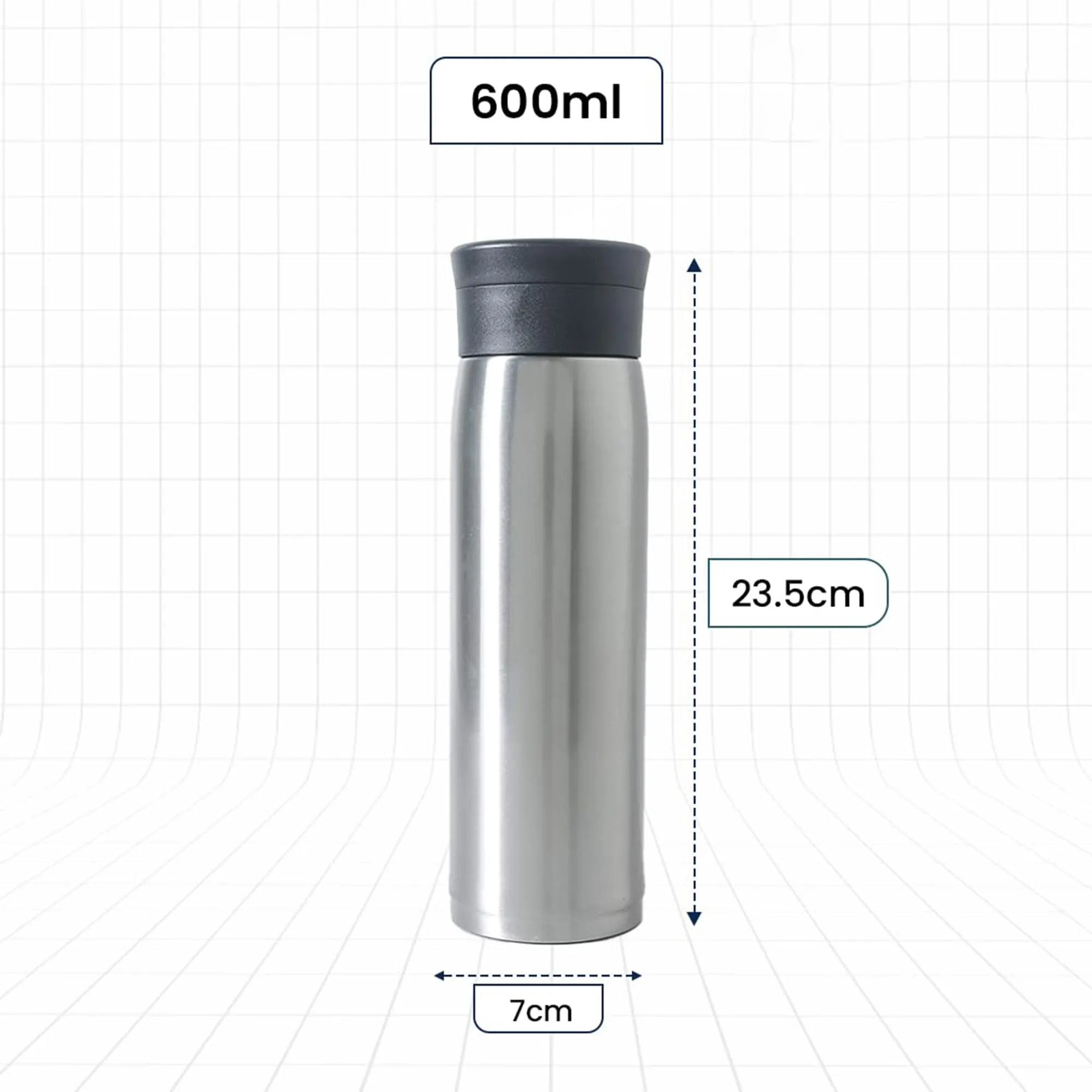 Kuber Industries Leakproof Insulated Stainless Steel Water Tumbler Bottle for Men's | Water Bottle for Office & Kids | Ideal for Gym, Home, Hiking & Travel | CO230201B-Silver