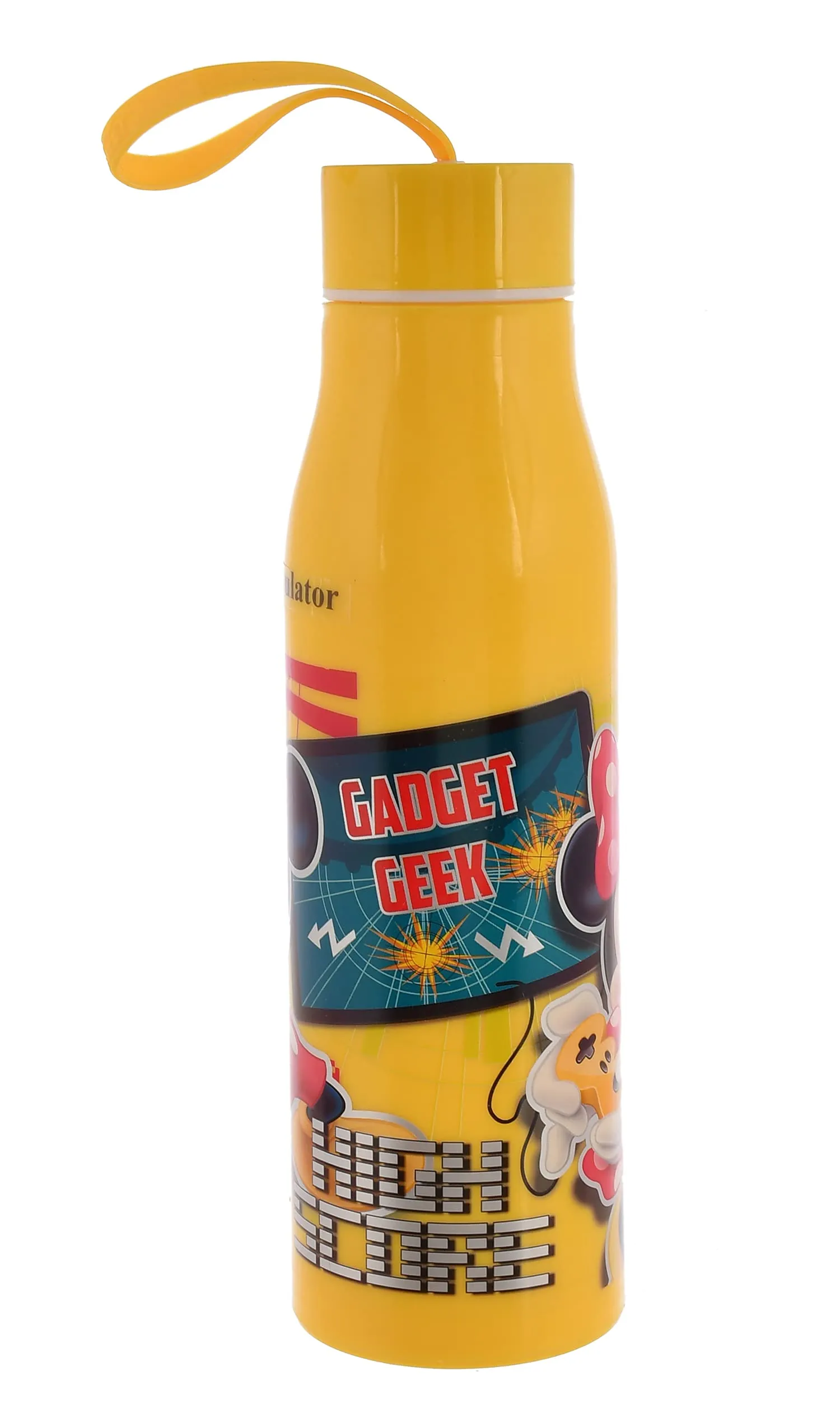 Kuber Industries Mickey & Minnie Printed Insulated Water Bottle-600ml (Yellow)