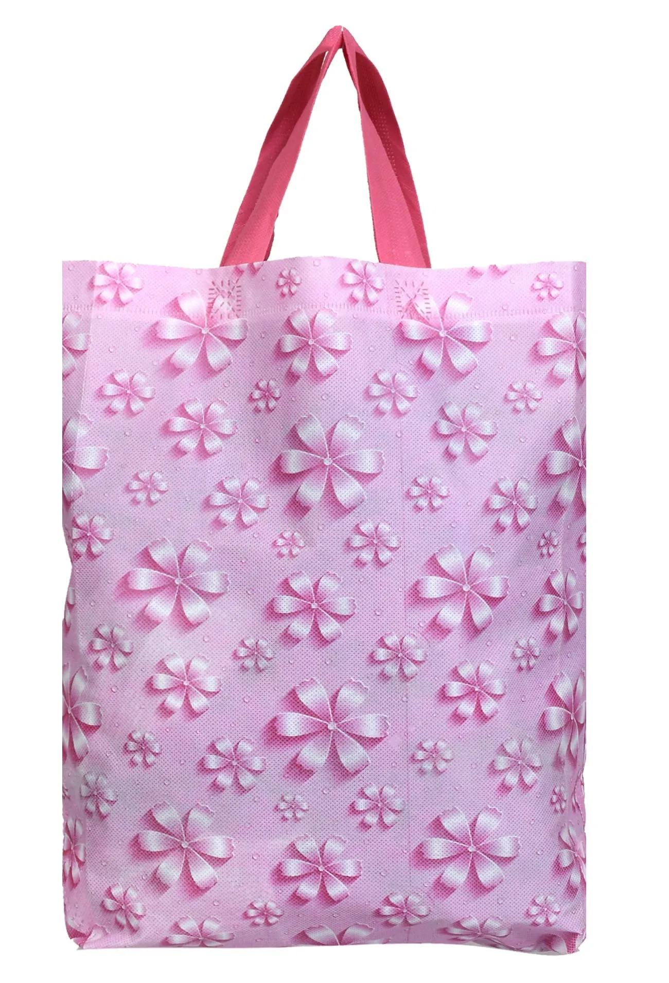 Kuber Industries Non Woven Reusable Grocery Shopping Bag With Handle|Goodies Bag Promotional Bag for Birthday|Size 26 x 11 x 38|Pack of 12 (Pink)