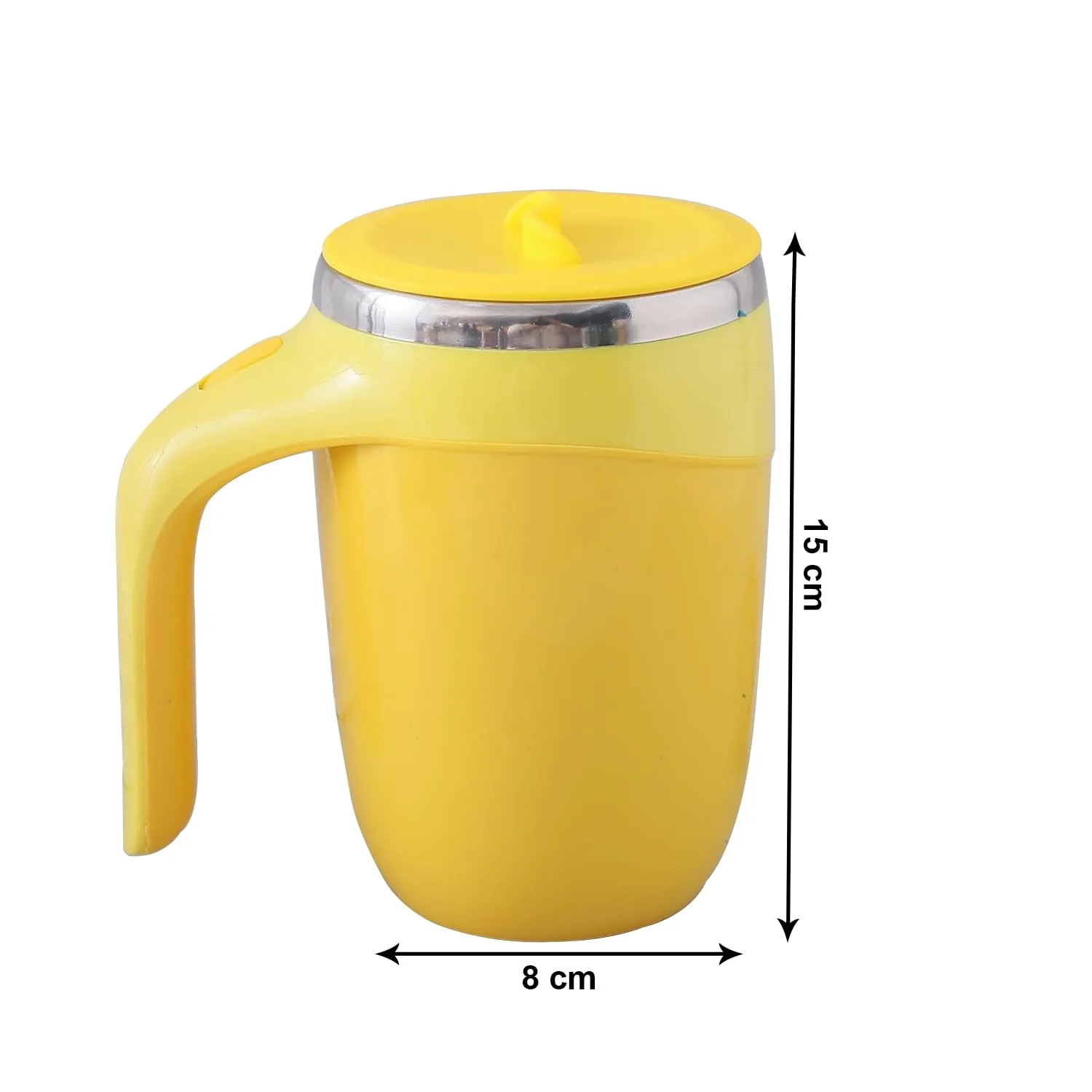 Kuber Industries Pack of 4 Anti-Fall Insulated Coffee Mug with Suction Bottom | Leak-Proof Stainless Steel Tumbler | Coffee Mug with Lid and Handle | 500 ML | Yellow