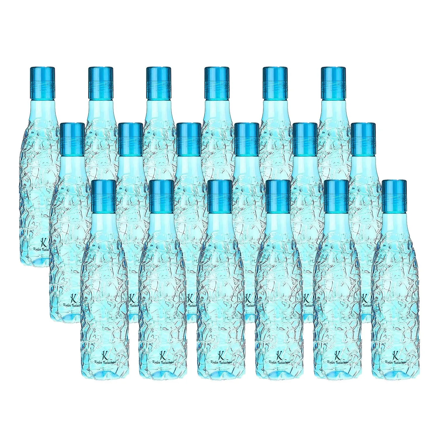 Kuber Industries Set of 6 Plastic Water Bottle | 1 Litre Round Plastic Water Bottle | Refrigerator Safe and BPA free PET Water Bottle |Perfect For School College Work Gym | Pack of 3 | Blue