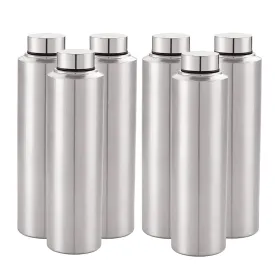 Kuber Industries Stainless Steel Water Bottle|1 LTR Food Grade, BPA Free Lid, Non-Toxic, Rust Free|Airtight, Leak Proof & Odour Free|for Home, School, Office & Gym|Water Bottle Set of 6 (Pack of 4)