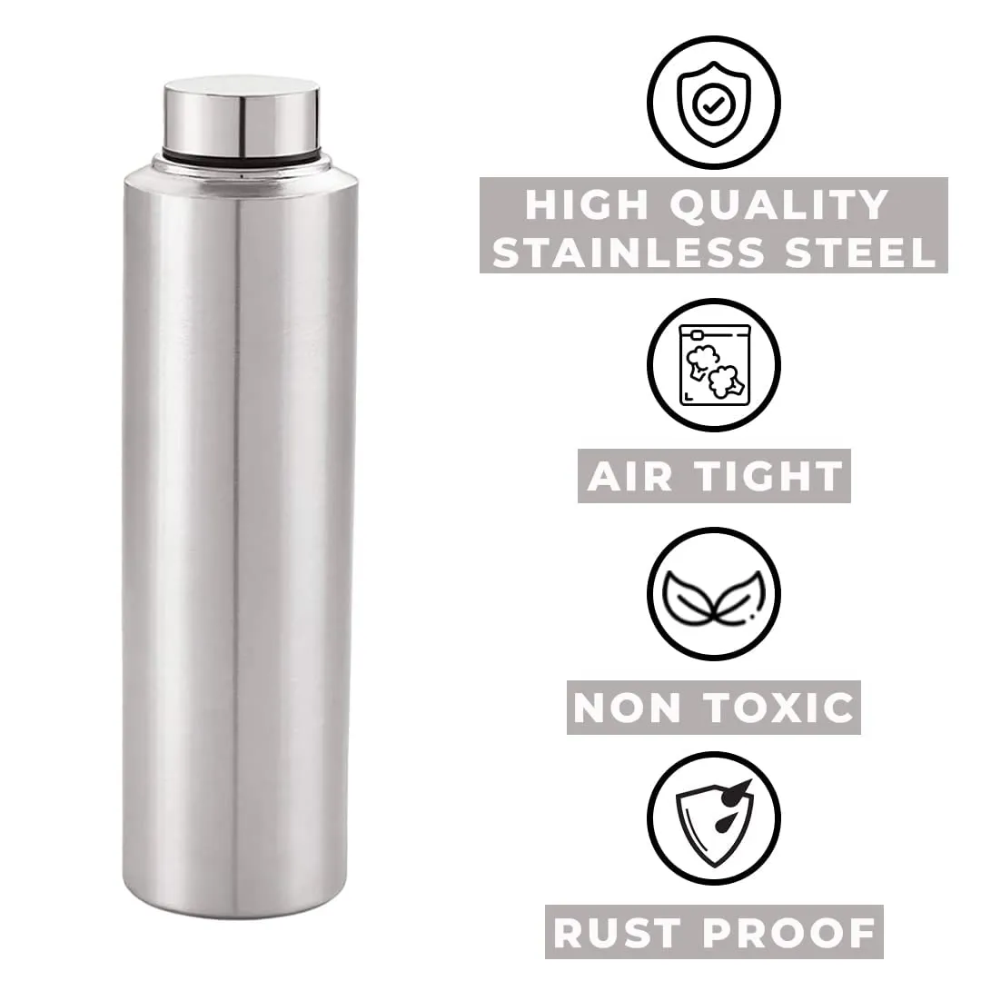 Kuber Industries Stainless Steel Water Bottle|1 LTR Food Grade, BPA Free Lid, Non-Toxic, Rust Free|Airtight, Leak Proof & Odour Free|for Home, School, Office & Gym|Water Bottle Set of 6 (Pack of 4)