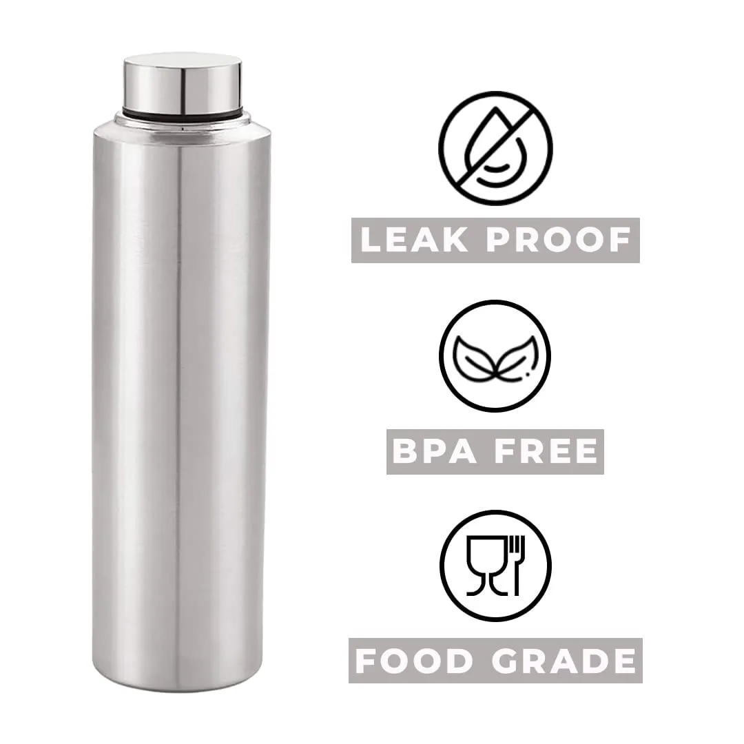 Kuber Industries Stainless Steel Water Bottle|1 LTR Food Grade, BPA Free Lid, Non-Toxic, Rust Free|Airtight, Leak Proof & Odour Free|for Home, School, Office & Gym|Water Bottle Set of 6 (Pack of 4)