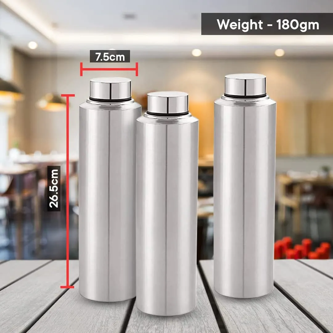 Kuber Industries Stainless Steel Water Bottle|1 LTR Food Grade, BPA Free Lid, Non-Toxic, Rust Free|Airtight, Leak Proof & Odour Free|for Home, School, Office & Gym|Water Bottle Set of 6 (Pack of 4)