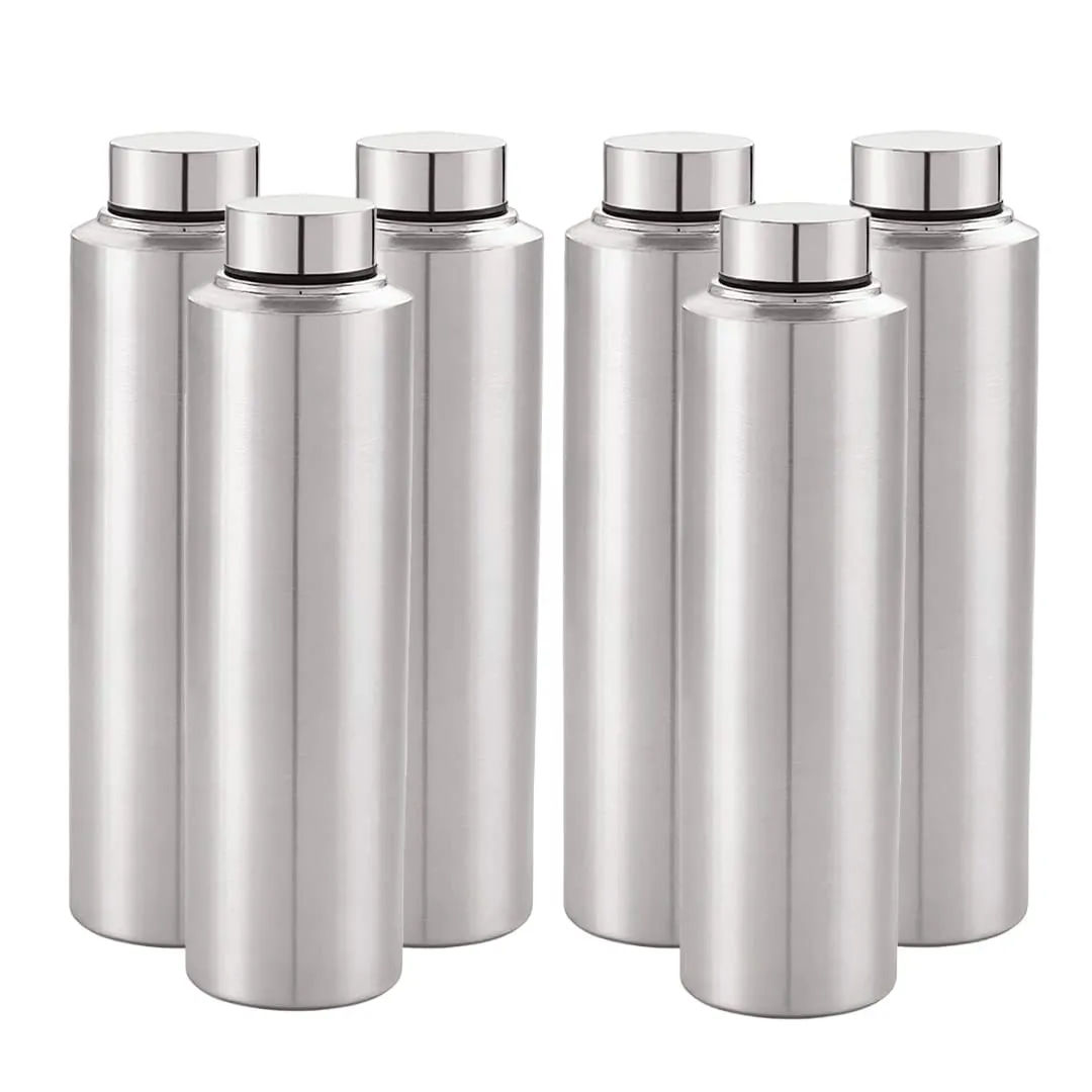 Kuber Industries Stainless Steel Water Bottle|1 LTR Food Grade, BPA Free Lid, Non-Toxic, Rust Free|Airtight, Leak Proof & Odour Free|for Home, School, Office & Gym|Water Bottle Set of 6 (Pack of 4)