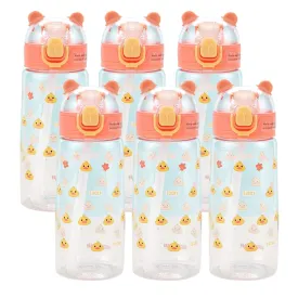 Kuber Industries Water Bottle for Kids | Printed Designs for Kids | Plastic Sipper Bottle for Kids | Food Grade Plastic|One Click Open Flip Lid | Transparent, Leak Proof, BPA Free | 550 ml (Pack Of 4)