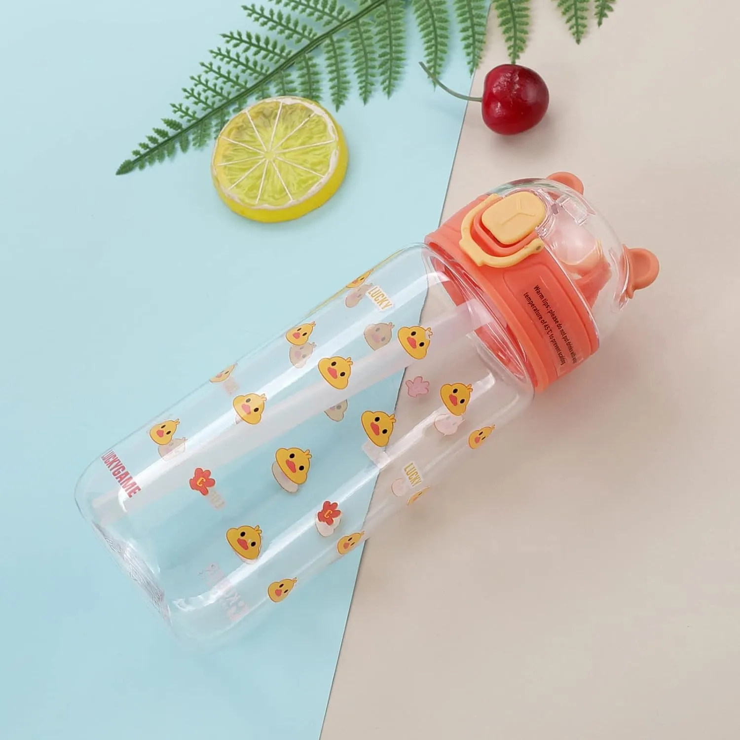 Kuber Industries Water Bottle for Kids | Printed Designs for Kids | Plastic Sipper Bottle for Kids | Food Grade Plastic|One Click Open Flip Lid | Transparent, Leak Proof, BPA Free | 550 ml (Pack Of 4)