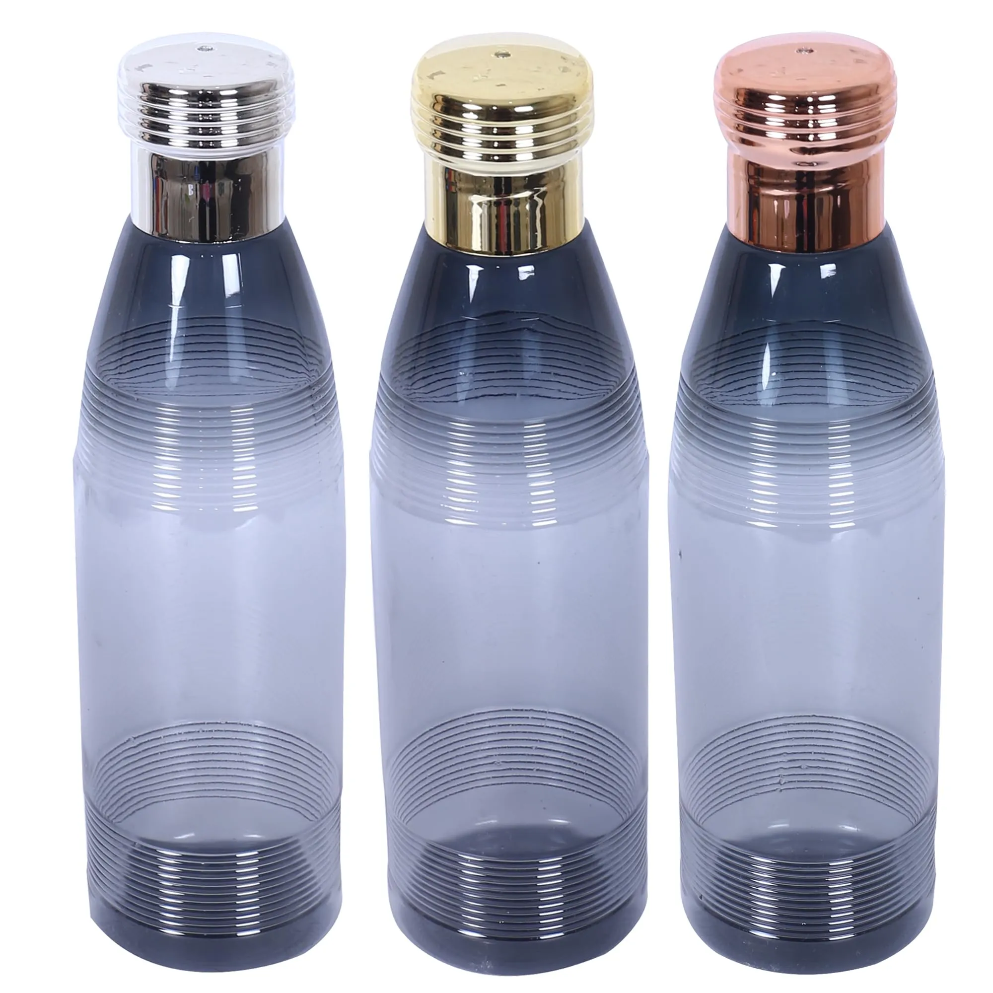 Kuber Industries Water Bottle | Plastic Water Bottles | Refrigerator Water Bottles | Fridge Water Bottles | Drinking Water Bottle | 1 LTR Water Bottle | Set of 6 | Black