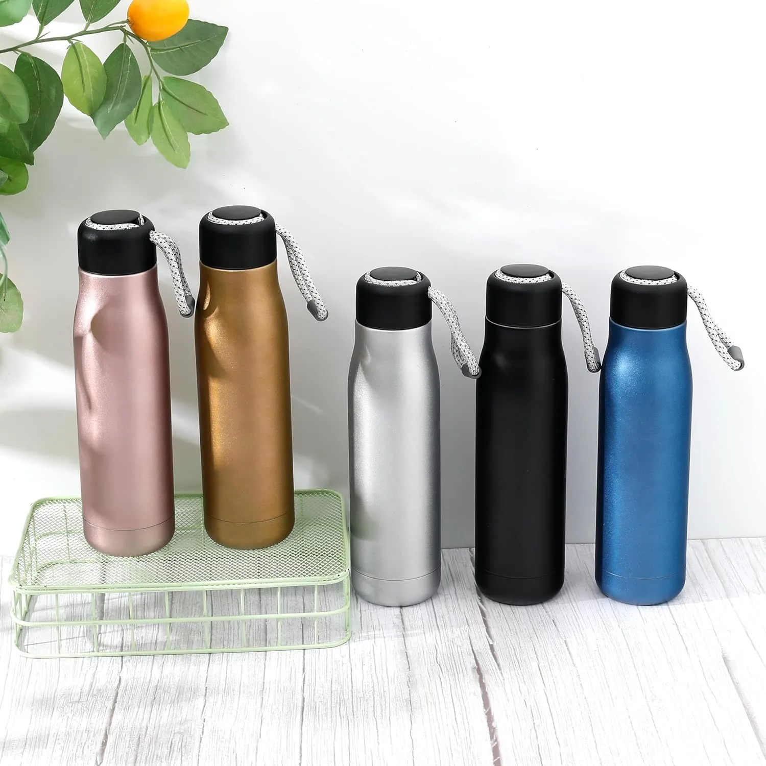 Kuber Industries Water Bottle | Vacuum Insulated Travel Bottle | Hot & Cold Water Bottle | Water Bottle with Carry Handle | Thermos Flask for Gym Bottle | MYZ-230805C | 550 ML | Blue