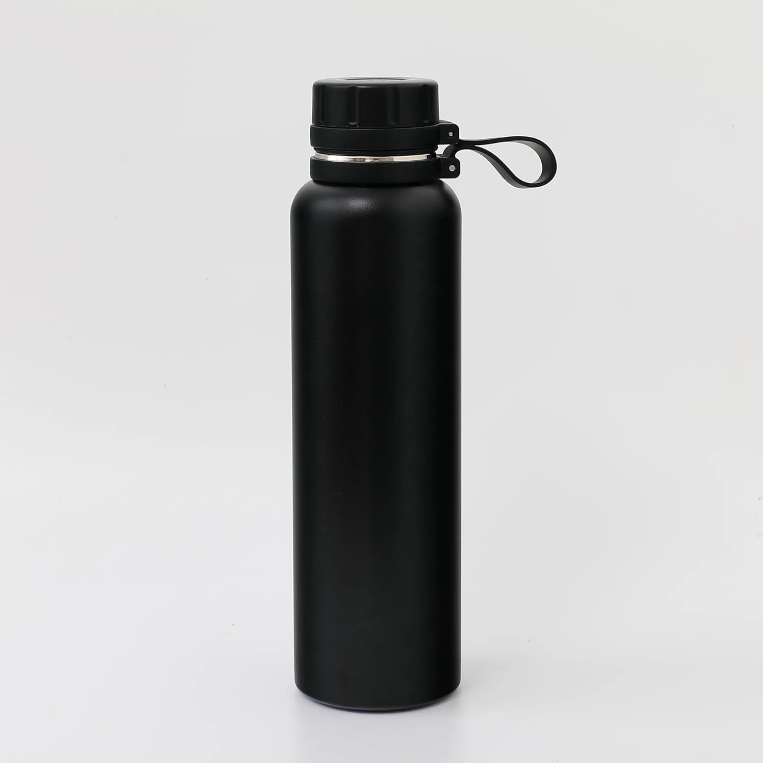 Kuber Industries Water Bottle | Vacuum Insulated Travel Bottle | Hot & Cold Water Bottle | Water Bottle with Handle | Thermos Flask for Gym Bottle | MYZ-230803A | 1100 ML | Black