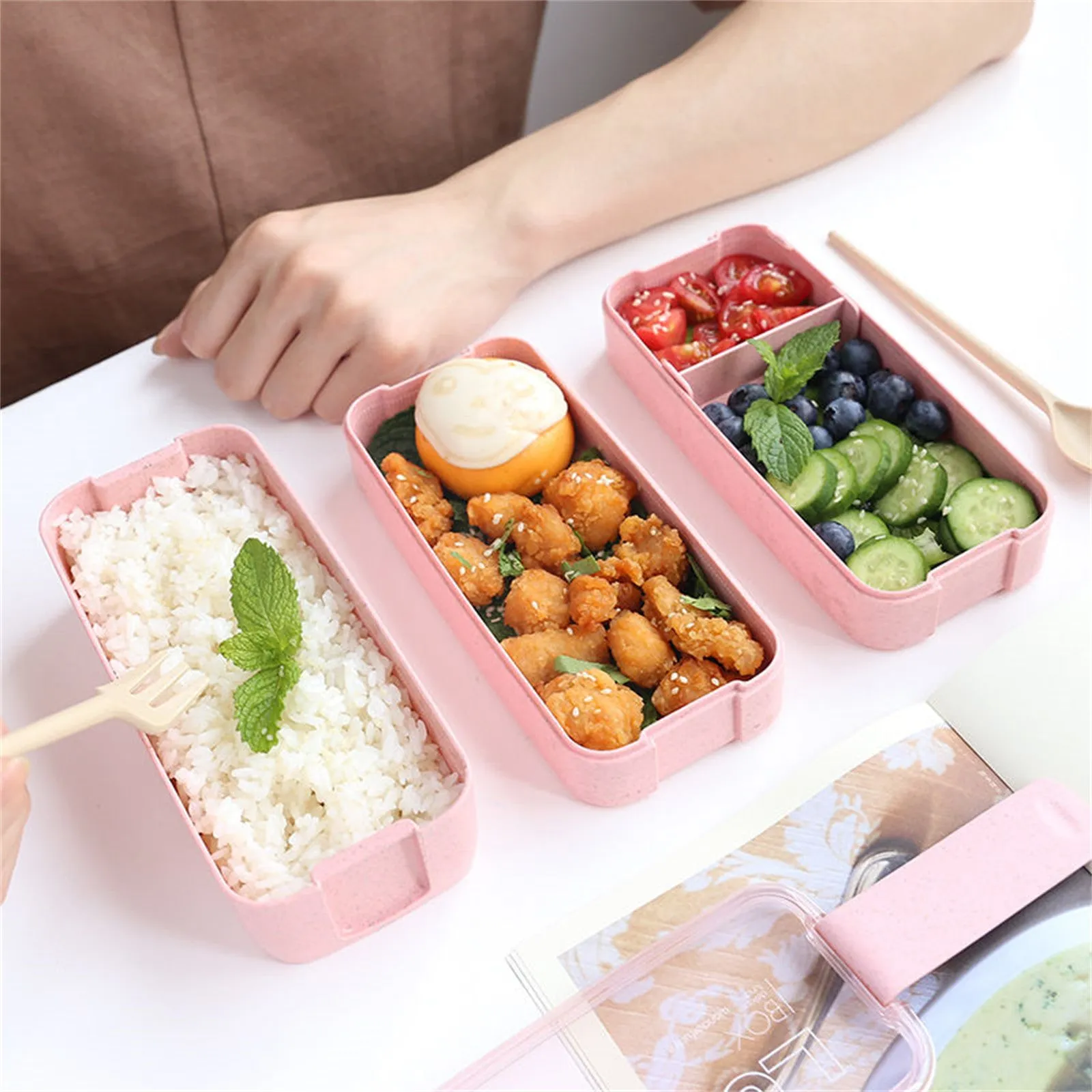 Leakproof 3-Layer Bento Box 900ml with Utensils