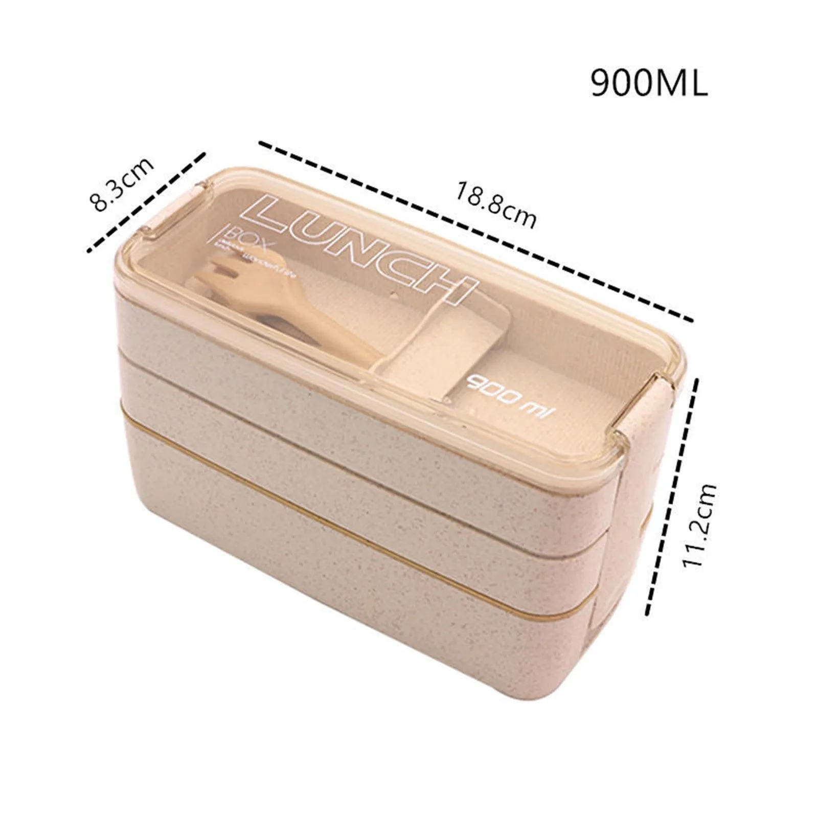 Leakproof 3-Layer Bento Box 900ml with Utensils