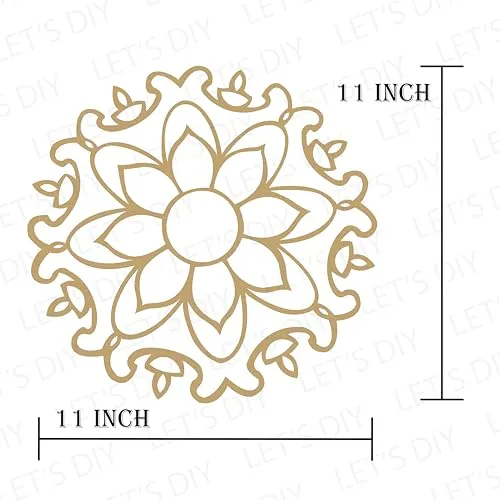 LET'S DIY Reusable Round Shape Rangoli Mats, 11-Inch Rangoli Set for Diwali & Home Decor, Easy-to-Use Traditional Rangoli Stencils, Portable Rangoli Templates