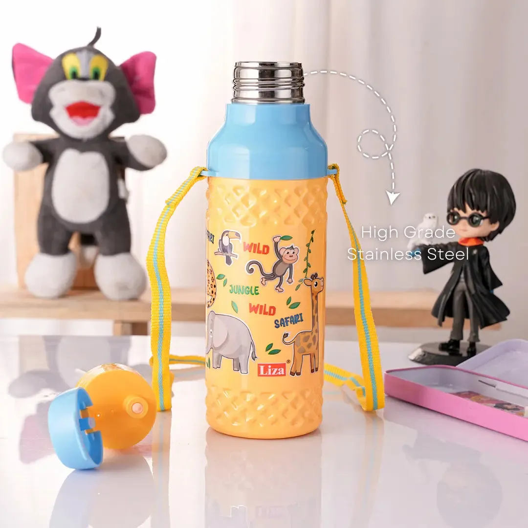 Liza Baby Boss Yellow Steel Insulated Water Bottle 480ml - Leakproof & Insulated Bottle For School