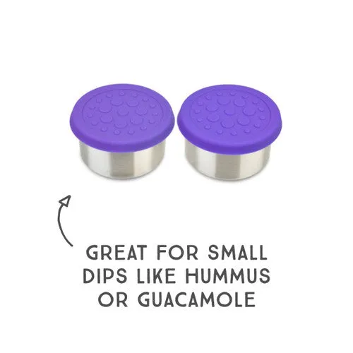 Lunchbots 2.5oz Medium Stainless Steel Dip Containers with Silicone Lids - set of 2 - Assorted Colours