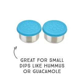 Lunchbots 2.5oz Medium Stainless Steel Dip Containers with Silicone Lids - set of 2 - Assorted Colours