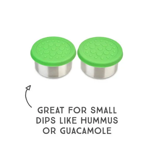 Lunchbots 2.5oz Medium Stainless Steel Dip Containers with Silicone Lids - set of 2 - Assorted Colours