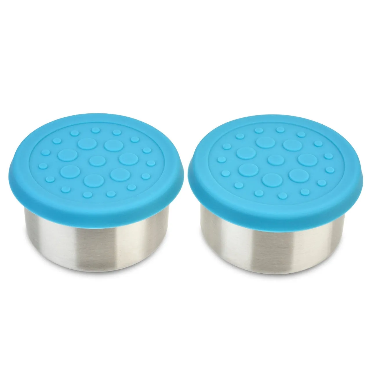 Lunchbots 2.5oz Medium Stainless Steel Dip Containers with Silicone Lids - set of 2 - Assorted Colours