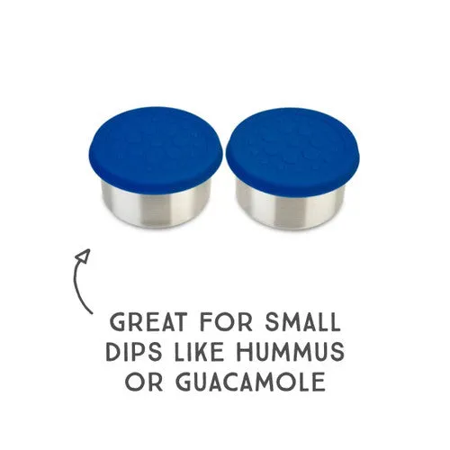 Lunchbots 2.5oz Medium Stainless Steel Dip Containers with Silicone Lids - set of 2 - Assorted Colours