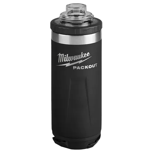 Milwaukee 48-22-8382B PACKOUT™ 18 oz 18/8 Stainless Steel Black Insulated Bottle with Chug Lid