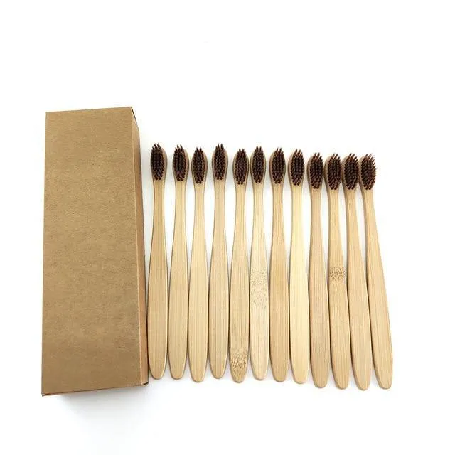 Natural Bamboo Toothbrushes-Set of 10