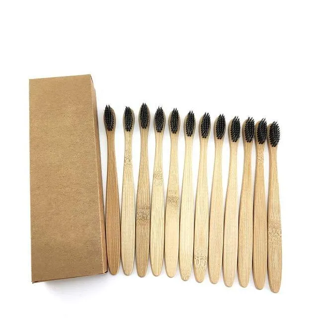 Natural Bamboo Toothbrushes-Set of 10