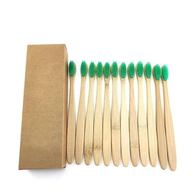 Natural Bamboo Toothbrushes-Set of 10