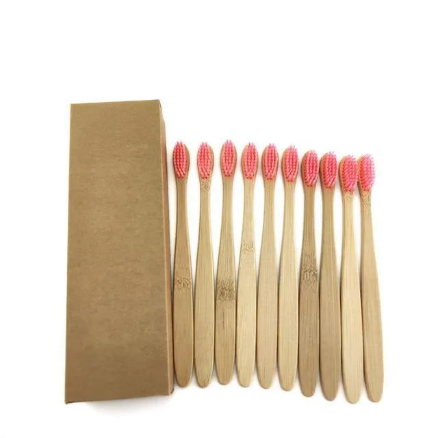 Natural Bamboo Toothbrushes-Set of 10