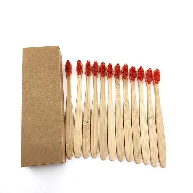 Natural Bamboo Toothbrushes-Set of 10