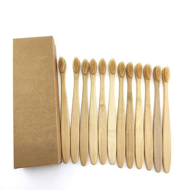 Natural Bamboo Toothbrushes-Set of 10