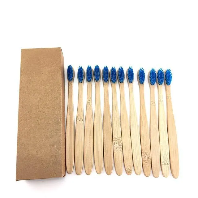 Natural Bamboo Toothbrushes-Set of 10