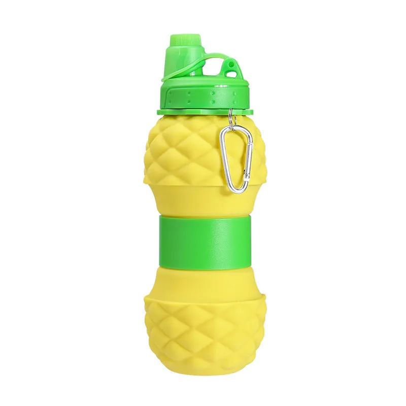 New Platinum Silicone Folding Cup Pineapple Telescopic Water Bottle Children's Outdoor Sports Water Bottle