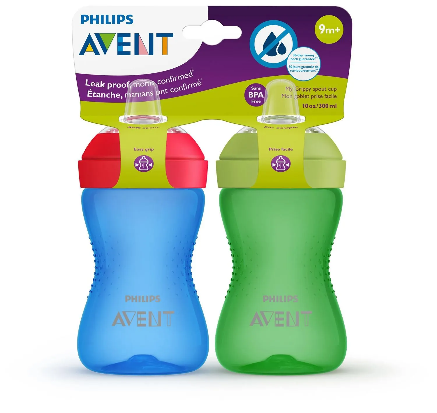 Philips Avent 10oz My Grippy Sippy Cup 2pk - Blue/Green