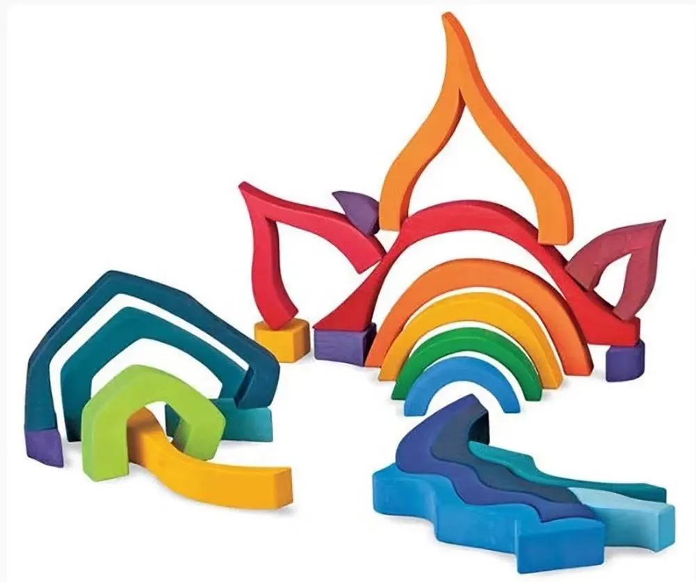 **Pre-order (Ships in 2-3 Weeks)**Large STAINED Four Elements Wooden Stacking Puzzles Building Blocks