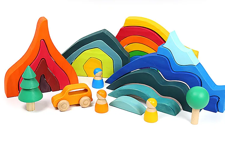 **Pre-order (Ships in 2-3 Weeks)**Large STAINED Four Elements Wooden Stacking Puzzles Building Blocks