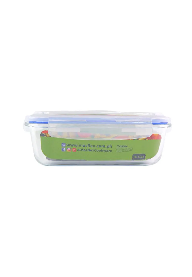 Rectangular Borosilicate Glass Food Container with PP Lid - 1520ml