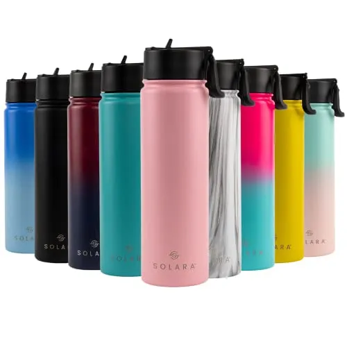 SOLARA Insulated Water Bottle 650ml, Hot Water Bottle, Thermosteel Water Bottle for Travel, Home, Office, School, Gym, Adults, Water Bottle Hot and Cold, Sipper Bottle, Angle Pink