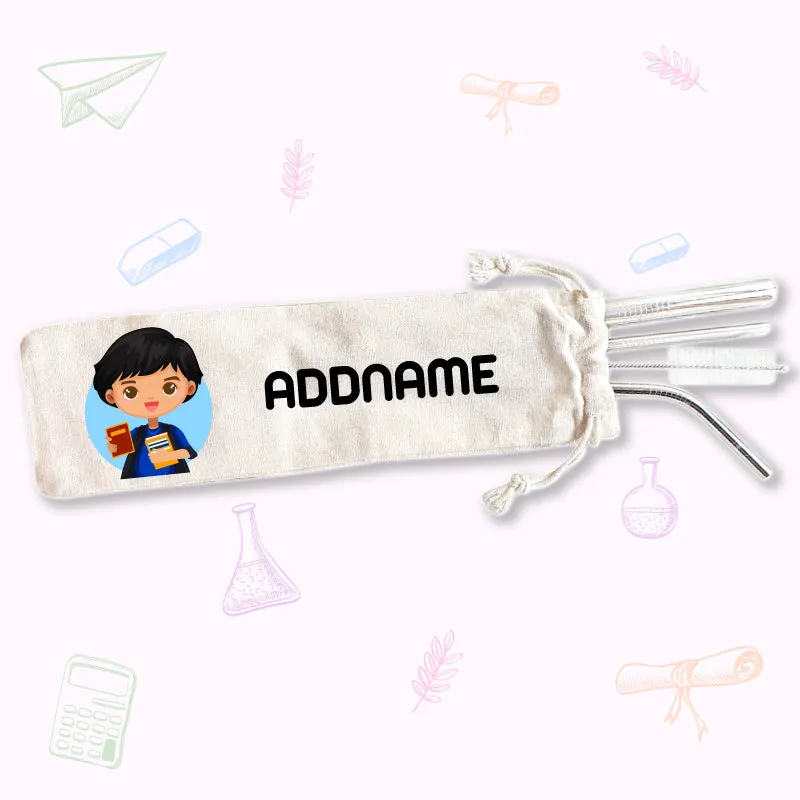 Teacher Characters Eco-friendly Reusable Straw Set [FREE Custom Add Name]