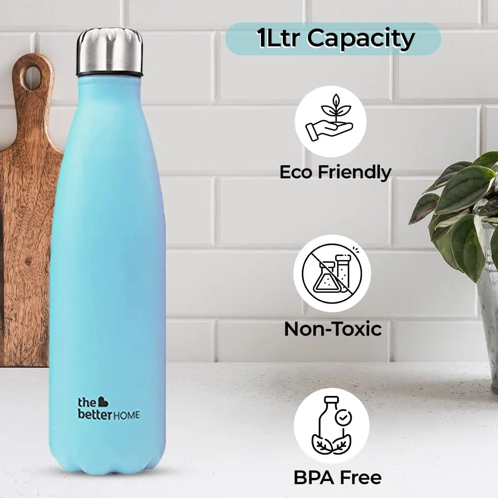 The Better Home 1000 ml Thermosteel Bottle | Doubled Wall 304 Stainless Steel | Stays Hot For 18 Hrs & Cold For 24 Hrs | Leakproof | Insulated Water Bottles for Office, Camping, Travel | Blue